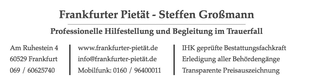 Bestattungskosten Frankfurt am Main - Preisvergleich | Bildquelle: Bestatter Großmann